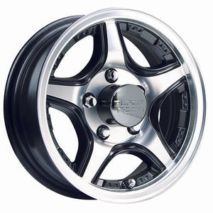 15" CrossTrax Trailer Wheels-Machined with Black Accents with Clear Coat